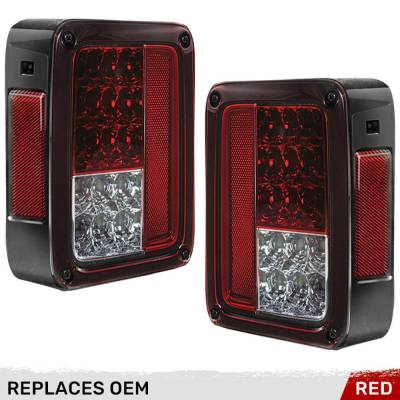 Recon - Recon 264234RD LED Tail Lights Red Lens for 07-18 Wrangler JK