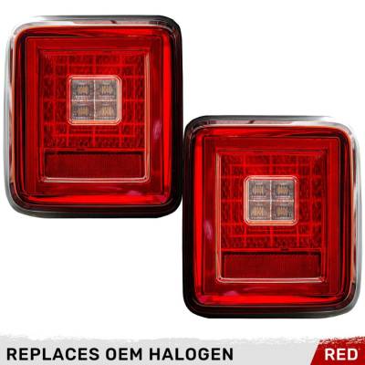 Recon - Recon 264237RD OLED Tail Lights Red Lens for 18-24 Wrangler JL