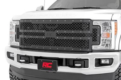 Rough Country Suspension Systems - Rough Country 70213 Front Mesh Grille Insert Black for 17-19 Ford Super Duty