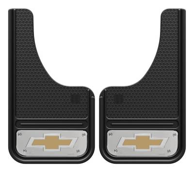 Gatorback - Gatorback GB1018CUTBT-G Mini Cut-Style 10"x18" Black Mud Flaps Bowtie Logo