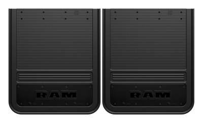 Gatorback - Gatorback GB2124RTA 21"x24" Rear Dually Black Mud Flaps for RAM Text Logo
