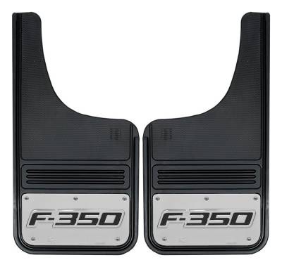 Gatorback - Gatorback GB1223CUTF350 12"x23" Cut-Style Black Mud Flaps F350 Logo
