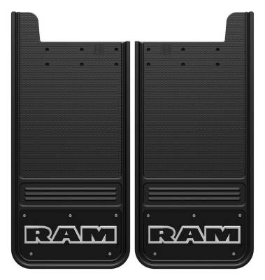 Gatorback - Gatorback GB1226RT-W 12"x26" Universal Black Mud Flaps for RAM Text Logo