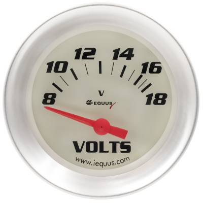 Equus - Equus E8468 Gauge Volt Meter 2-5/8" 8-18V 90-DEG Sweep Elec White 8000