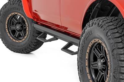 Rough Country Suspension Systems - Rough Country 51143 SRL2 Drop Step Nerf Bars Black for 21-25 Ford Bronco 4DR