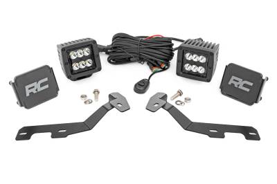 Rough Country Suspension Systems - Rough Country 82290 A-Pillar 2" LED Ditch Light Kit Spot for 19-24 RAM 1500