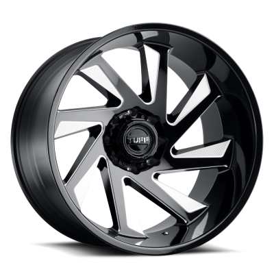 Tuff - Tuff Wheels 2414T1B-26140B12R T1B 24x14 6x5.5 -72mm Gloss Black/Milled