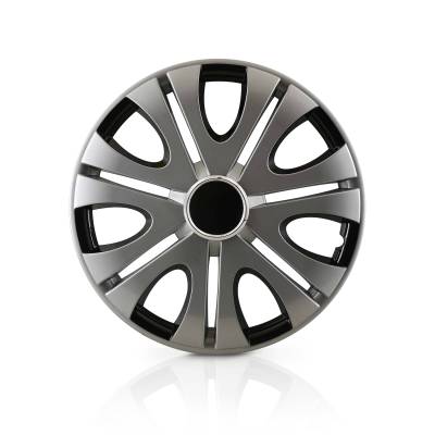 Winjet - Winjet CHB-5082-DP-15 15" Universal Wheel Cover Hubcaps 4PC Silver/Black