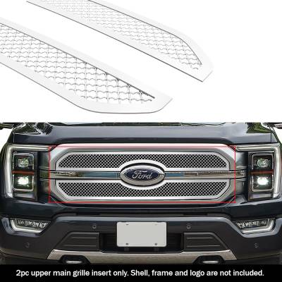 APS - APS Wire Mesh Grille-Polish 21-23 F150 King Ranch/Platinum GR06GEA95S