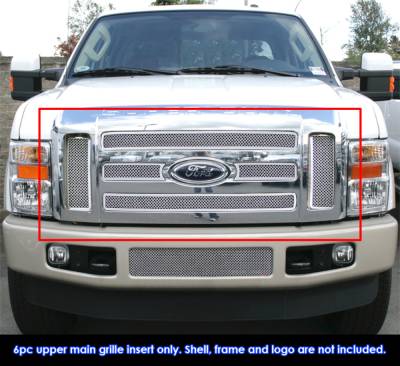 APS - APS Wire Mesh Grille-Polish 08-10 Ford Super Duty GR06GEC27T