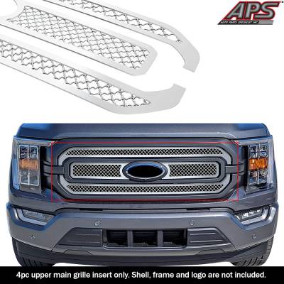 APS - APS Wire Mesh Grille-Polish 21-23 Ford F150 XL/XLT GR06GEJ77S
