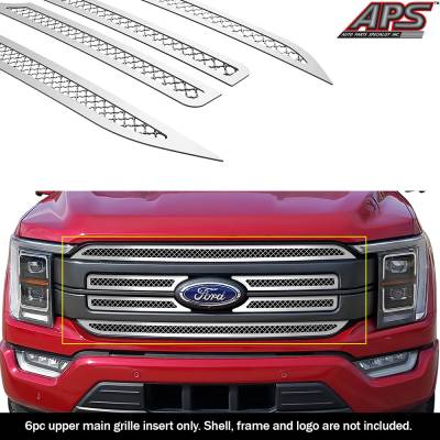 APS - APS Wire Mesh Grille-Polish 21-23 Ford F150 Lariat GR06GEJ78S