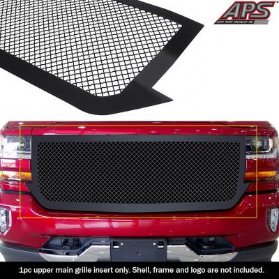 APS - APS Wire Mesh Grille Black 16-18 Silverado 1500 GR03GFC75K