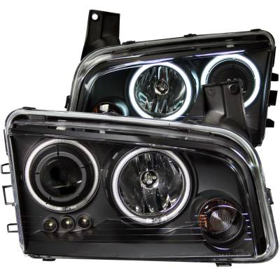 Anzo USA - Anzo USA 121218 Projector Headlight Set w/CCFL Halo Black for 06-10 Charger
