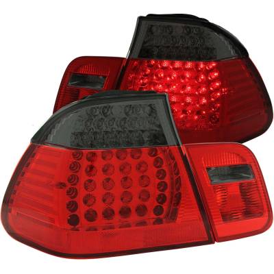 Anzo USA - Anzo USA Chrome LED Taillight Set Red/Smoke Lens BMW 3-Series Sedan 321126