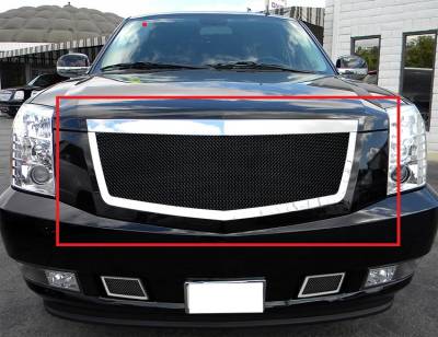APS - APS GR01GFD62C Wire Mesh Grille-Polish/Black for 07-14 Cadillac Escalade