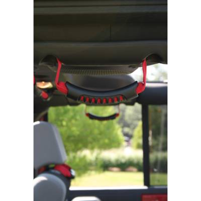 Rugged Ridge - Rugged Ridge 13305.15 Red Rear Side Grab Handles for 07-18 Jeep Wrangler JK 4DR