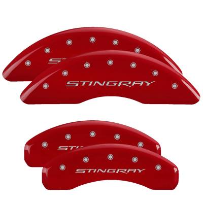 MGP Caliper Covers - MGP Caliper Covers 13084SSTYRD Front/Rear 4pc Stingray Red Finish