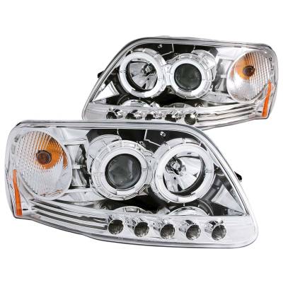 Anzo USA - Anzo USA 111032 Chrome Projector Headlight Set w/LED Halo 97-03 F150/Expedition
