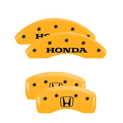 MGP Caliper Covers - 4pc Yellow Finish Black Honda/H Logo