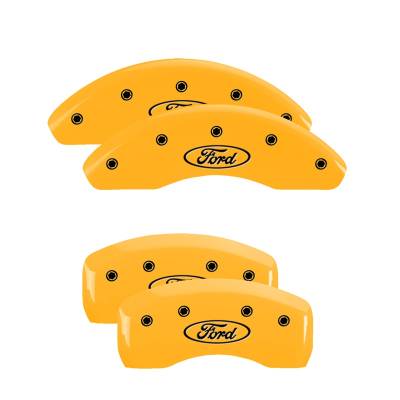 MGP Caliper Covers - 4pc Yellow Finish Black Ford Oval Logo