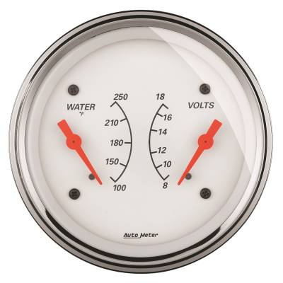 AutoMeter - AutoMeter 1330 Arctic White Water/Volt Dual Gauge 100-250 °F 8-18V 3-3/8"