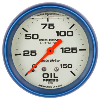 AutoMeter - AutoMeter 4223 Ultra-Nite Liquid Filled Mech Oil Pressure Gauge 0-150PSI 2-5/8"