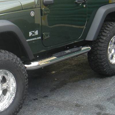 Rugged Ridge - Rugged Ridge 11593.09 4" Round Side Steps Stainless Steel
