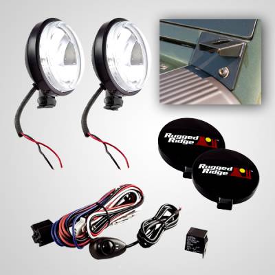 Rugged Ridge - Rugged Ridge 12496.04 Black Windshield Light Mount Kit 07-18 Jeep Wrangler JK