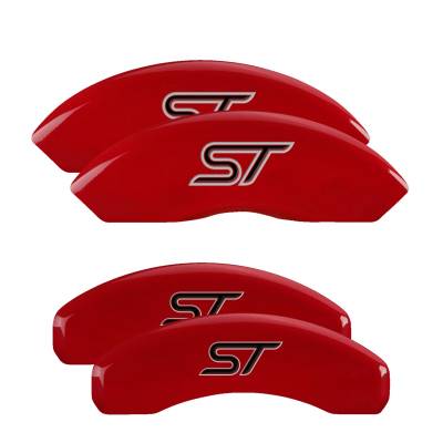 MGP Caliper Covers - 4pc: Red Finish Silver ST No Bolts