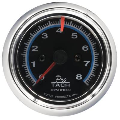 Equus - Equus E6076 Gauge Tachometer 2 1/2" 8k RPM Blk Dial Chrm Case 6000 Series