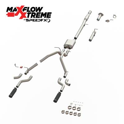SpeedFx - SpeedFX 50100 MaxFlow Xtreme Cat-Back Exhaust Kit 3" Inlet Dual Exit Black Tips