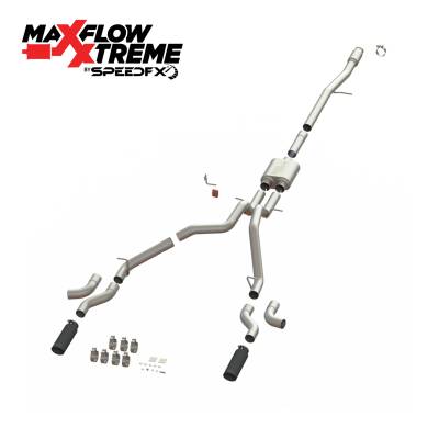SpeedFx - SpeedFX 50101 MaxFlow Xtreme Cat-Back Exhaust 3" Inlet Dual Exit 4" Black Tips