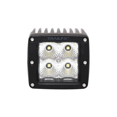TrailFX - TrailFX 2X2CF 3" LED Fog Light 20W 90DEG Flood 1920LM Black w/Harness & Mount