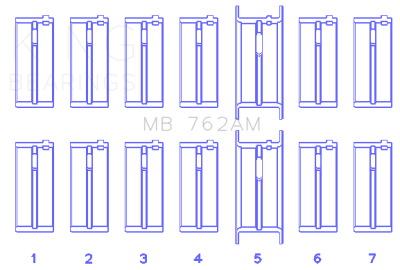 King Engine Bearings - King Engine Bearings MB 762AM 010 MAIN BEARING SET for FORD 200 3.3L 12V