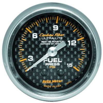AutoMeter - AutoMeter 4711 Carbon Fiber Mechanical Fuel Pressure Gauge 0-15PSI 2-1/16"