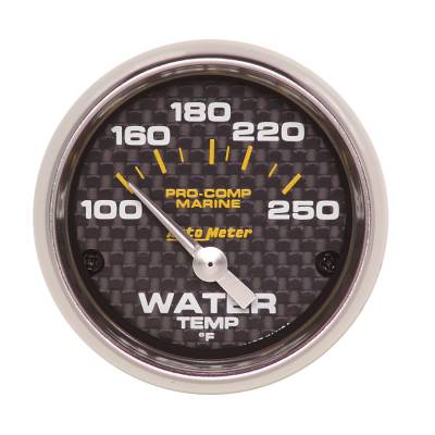 AutoMeter - AutoMeter 200762-40 Marine Elec Water Temp Carbon Fiber 100-250°F 2-1/16"