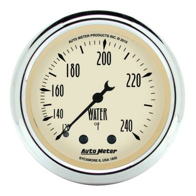 AutoMeter - AutoMeter 1832 Antique Beige Mechanical Water Temp Gauge 2-1/16" 120-240°F 6'