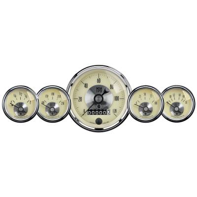 AutoMeter - AutoMeter 2002 Prestige Series Antique Ivory 5-Gauge Set SPD/FUEL/OIL/VOLT/WTR