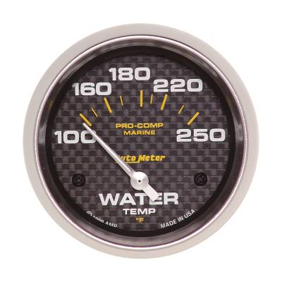 AutoMeter - AutoMeter 200763-40 Marine Elec Water Temp Carbon Fiber 100-250°F 2-5/8"
