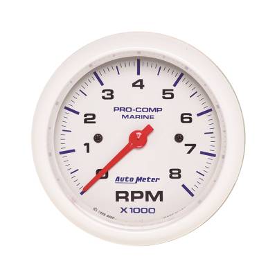 AutoMeter - AutoMeter 200779 Marine Tachometer White 0-8000RPM 3-3/8"