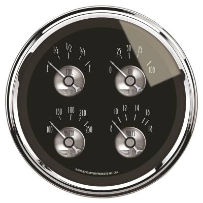 AutoMeter - AutoMeter 2012 Prestige Blk Diamond Quad Gauge 100PSI/100-250F/8-18V/0-90Ohm 5"