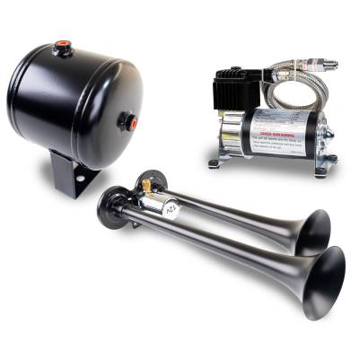 Kleinn Automotive Accessories - Kleinn Automotive HK2-1 Universal Black Dual Air Horn Kit 130PSI .5 Gal Tank