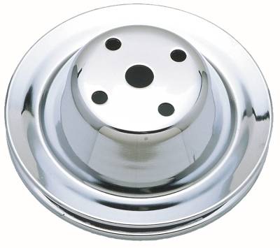Trans-Dapt Performance - Trans-Dapt 9604 Water Pump Pulley 1 Groove 69-85 Chevy 283-350 Long Chrome