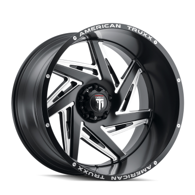 American Truxx - American Truxx AT1906 Spiral 24x14 6x5.5 -76mm Black/Milled AT1906-24483M-76