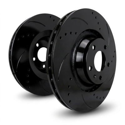 SP Performance - SP Performance F62147C-B Drilled & Slotted Black Zinc Rear Rotors 15-17 Chevy SS