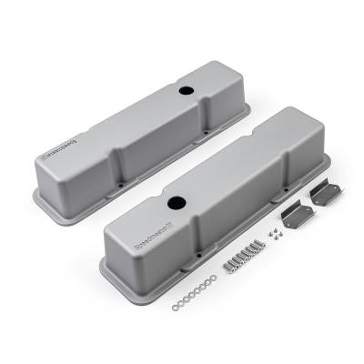 Speedmaster - Speedmaster 1-314-001-02 Alu. Valve Covers Tall w/Hole Silver for Chevy SBC
