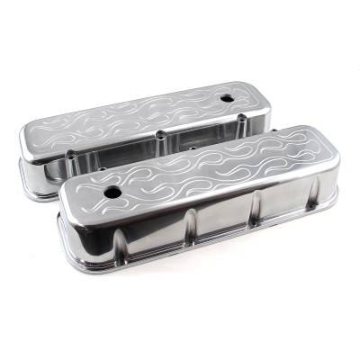 Speedmaster - Speedmaster PCE314.1028.08 Alu. Flamed Valve Cover Tall w/Hole for Chevy BBC