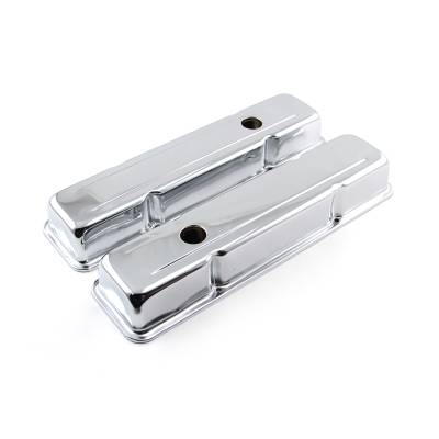 Speedmaster - Speedmaster PCE314.1038.01 Chevy SBC 350 Chrome Steel Valve Cover Short Baffled
