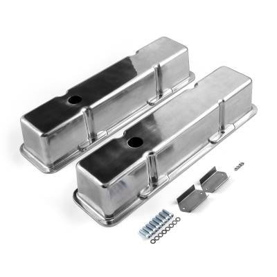 Speedmaster - Speedmaster PCE314.1070.01 Pol Alu. Plain Valve Covers Tall w/Hole for Chevy SBC